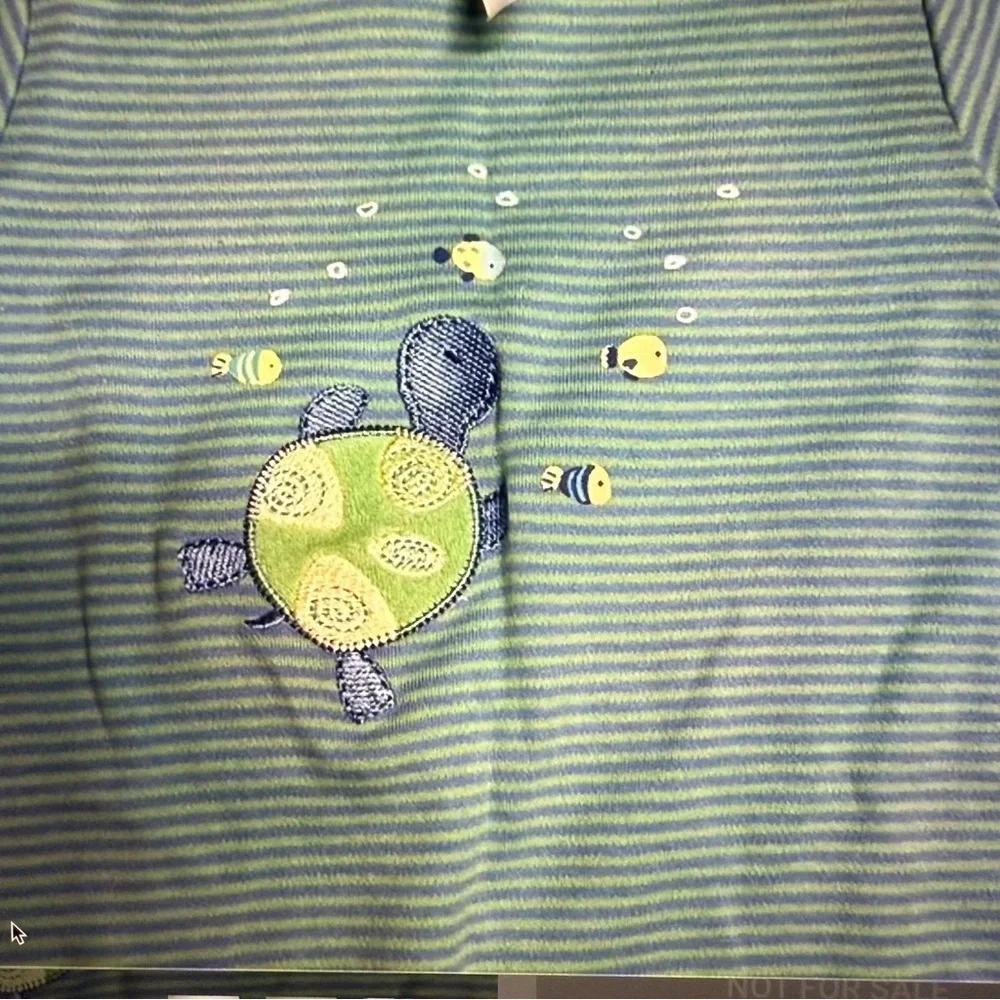 New Vintage Carter's Blue and Green baby‎ romper with turtle design